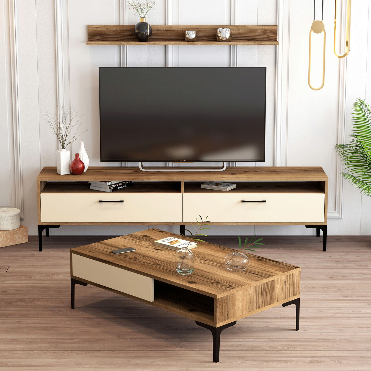 Set mobilier living, Hanah Home, Istanbul, Maro/Crem - imagine 6